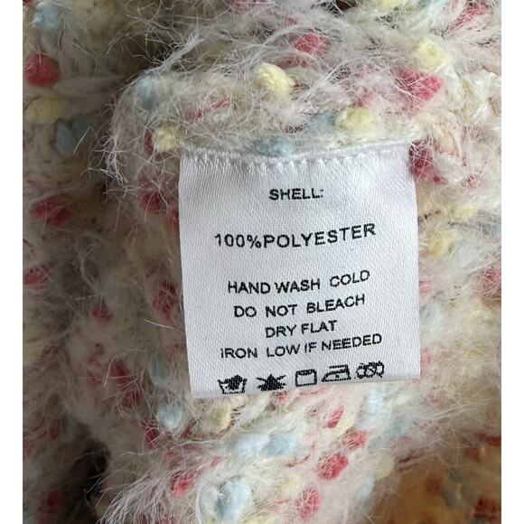 Altard State Mock Neck Fuzzy Sweater Sz XXS Womens Pastel Pink Yellow Loose Fit - Picture 6 of 7